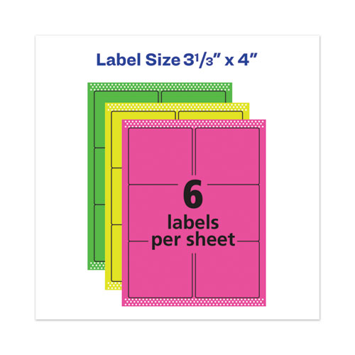 Image of High-Vis Removable Laser/Inkjet ID Labels w/ Sure Feed, 3.33 x 4, Neon, 72/PK
