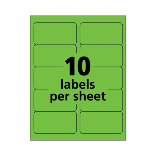 HIGH-VISIBILITY PERMANENT LASER ID LABELS, 2 X 4, NEON GREEN, 1000/BOX
