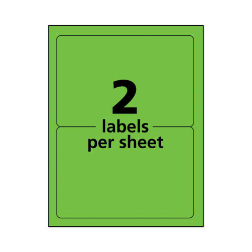 Image of High-Visibility Permanent Laser ID Labels, 5.5 x 8.5, Neon Green, 200/Box