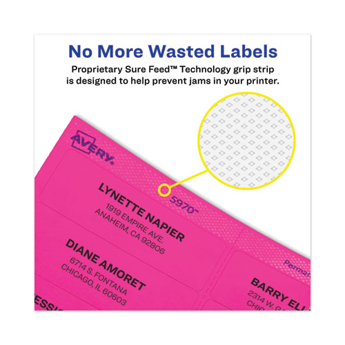 Image of Avery® High-Visibility Permanent Laser Id Labels, 1 X 2.63, Asst. Neon, 450/Pack