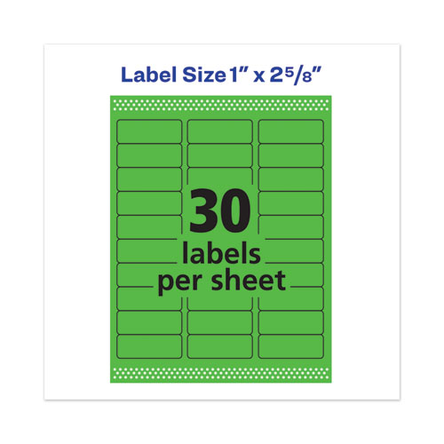 High-Visibility Permanent Laser ID Labels, 1 x 2 5/8, Neon Green, 750/Pack