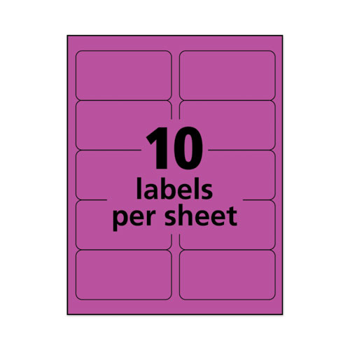 High-Visibility Permanent Laser ID Labels, 2 x 4, Neon Magenta, 1000/Box