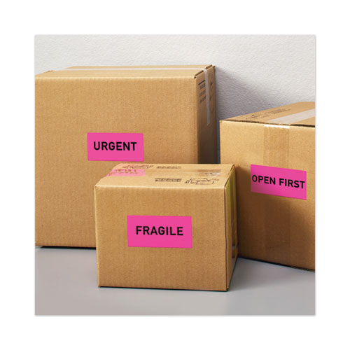 Image of High-Visibility Permanent Laser ID Labels, 2 x 4, Neon Magenta, 1000/Box