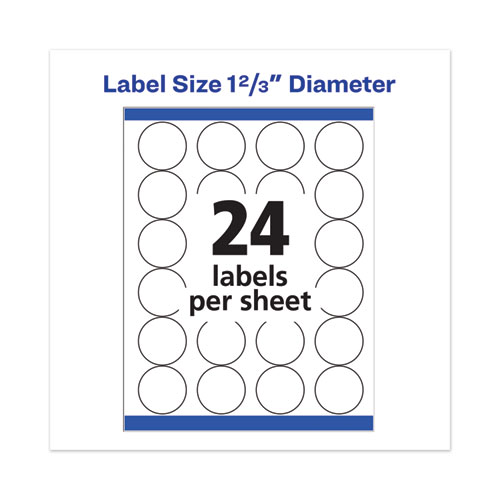 Permanent Laser Print-to-the-Edge ID Labels w/SureFeed, 1 2/3"dia, White, 600/PK