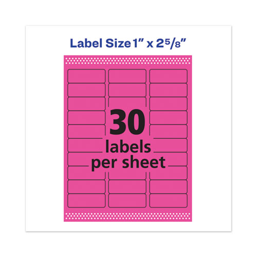 Image of High-Visibility Permanent Laser ID Labels, 1 x 2.63, Neon Magenta, 750/Pack