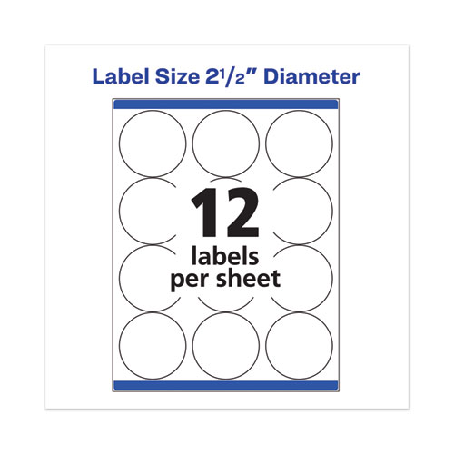 Permanent Laser Print-to-the-Edge ID Labels w/SureFeed, 2 1/2"dia, White, 300/PK
