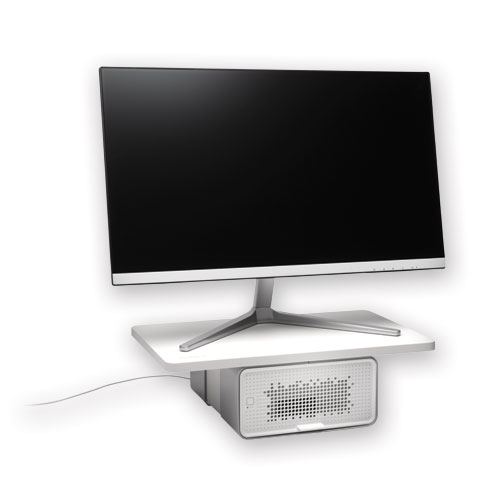 Image of FreshView Wellness Monitor Stand with Air Purifier, For 27" Monitors, 22.5" x 11.5" x 5.4", White, Supports 200 lbs