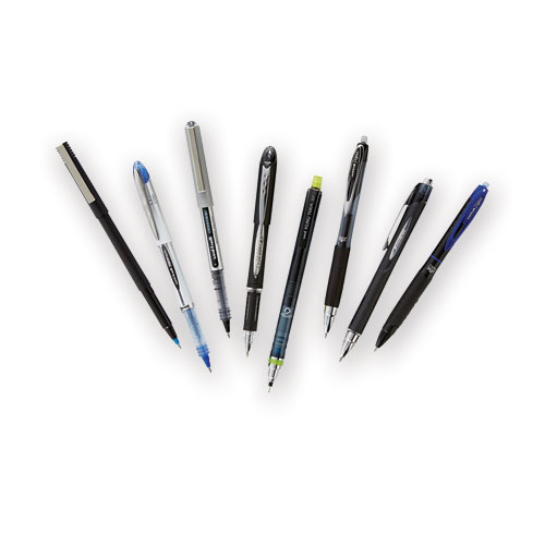 ONYX Stick Roller Ball Pen, Micro 0.5mm, Blue Ink, Black Matte Barrel, Dozen