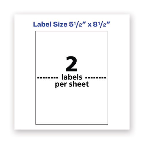 Image of Avery® Waterproof Shipping Labels With Trueblock Technology, Laser Printers, 5.5 X 8.5, White, 2/Sheet, 500 Sheets/Box