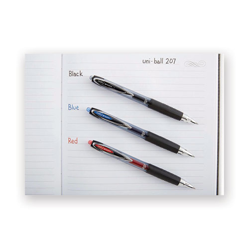Signo 207 Retractable Gel Pen, 0.7mm, Red Ink, Smoke/Black/Red, Dozen