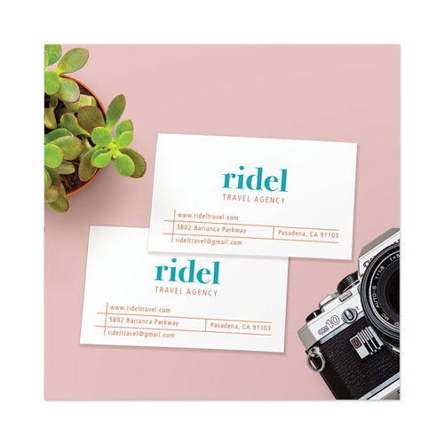 Image of Printable Microperforated Business Cards w/Sure Feed Technology, Laser, 2 x 3.5, White, 250 Cards, 10/Sheet, 25 Sheets/Pack