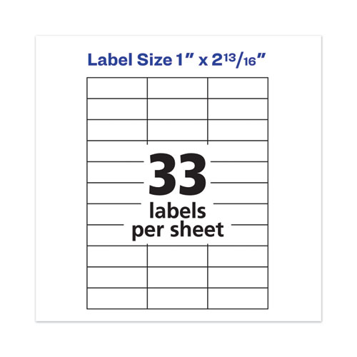 Image of Avery® Copier Mailing Labels, Copiers, 1 X 2.81, White, 33/Sheet, 500 Sheets/Box