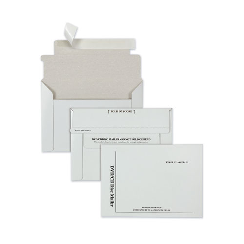 Disk/CD Foam-Lined Mailers for CDs/DVDs, Square Flap, Redi-Strip Adhesive Closure, 8.5 x 6, White, 25/Box