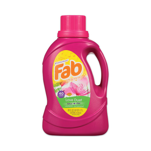 Fab® Laundry Detergent Liquid, Love Duet (Lotus and Lilac), 40 Loads, 60 oz Bottle, 6/Carton