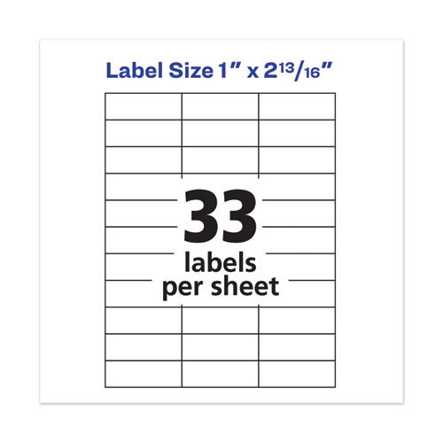 Image of Copier Mailing Labels, Copiers, 1 x 2.81, White, 33/Sheet, 100 Sheets/Box