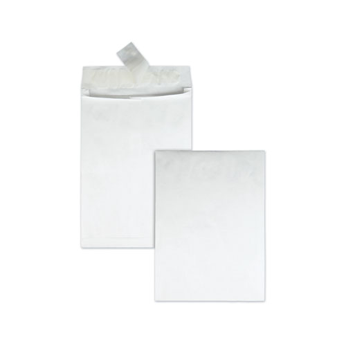 Lightweight 14 lb Tyvek Open End 1.5" Expansion Mailers, #13 1/2, Square Flap, Redi-Strip Closure, 10 x 13, White, 25/Box