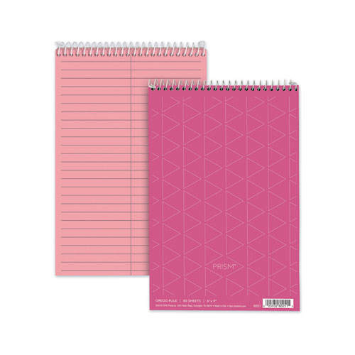 PRISM STENO BOOKS, GREGG RULE, 6 X 9, PINK, 80 SHEETS, 4/PACK