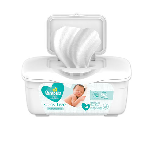 Pampers® Sensitive Baby Wipes, 1-Ply, 6.8 x 7,  Unscented, White, 56/Pack