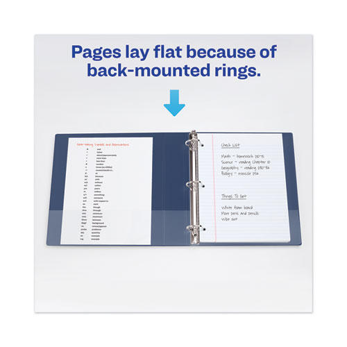 Image of Heavy-Duty View Binder with DuraHinge and Locking One Touch EZD Rings, 3 Rings, 4" Capacity, 11 x 8.5, Navy Blue