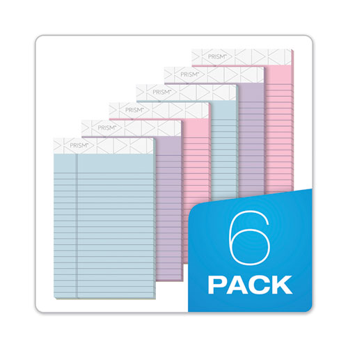 Image of Prism + Colored Writing Pads, Narrow Rule, 50 Assorted Pastel-Color 5 x 8 Sheets, 6/Pack