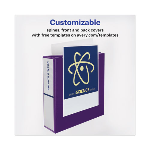 Image of Heavy-Duty View Binder with DuraHinge and One Touch EZD Rings, 3 Rings, 1" Capacity, 11 x 8.5, Purple