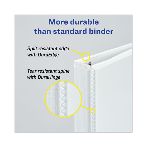 Image of Heavy-Duty View Binder with DuraHinge, One Touch EZD Rings and Extra-Wide Cover, 3 Ring, 1" Capacity, 11 x 8.5, White, (1318)