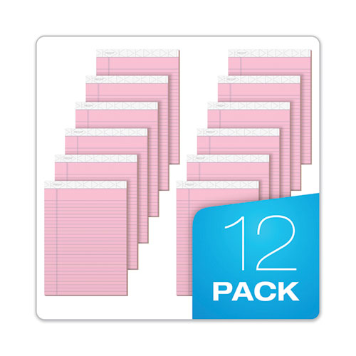 Prism + Writing Pads, Wide/Legal Rule, 8.5 x 11.75, Pastel Pink, 50 Sheets, 12/Pack