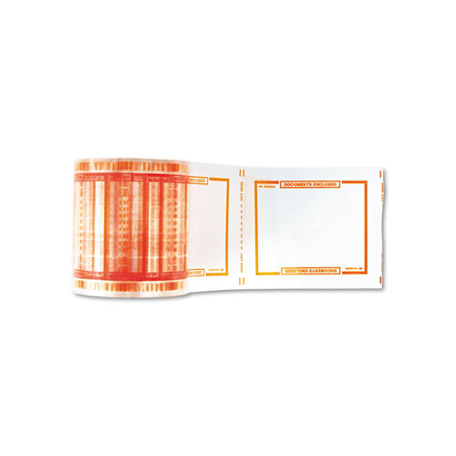 Image of Scotch® Pouch Tape, 3" Core, 5" X 6", Transparent, Orange Border