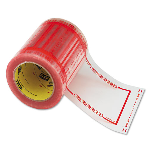 Scotch® Pouch Tape, 5" x 6", Transparent w/Orange Border, 500/Roll
