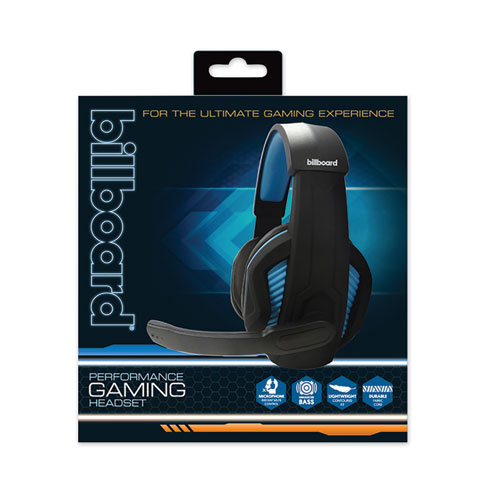 Image of Gaming Headsets, Binaural, Over the Head, Black/Blue