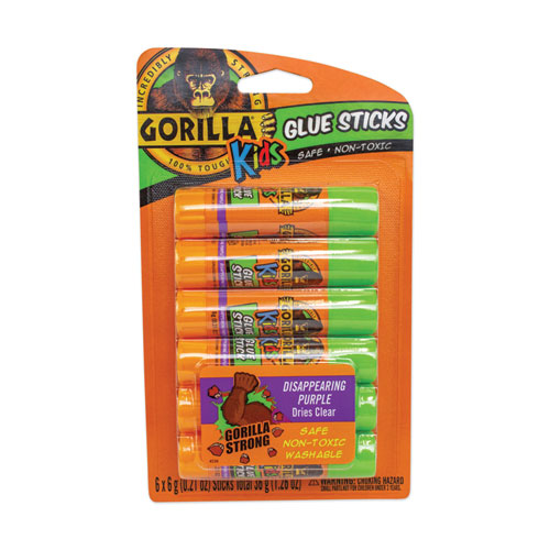 Gorilla® School Glue Sticks, 0.21 oz/Stick, Dries Clear, 36 Sticks/Box