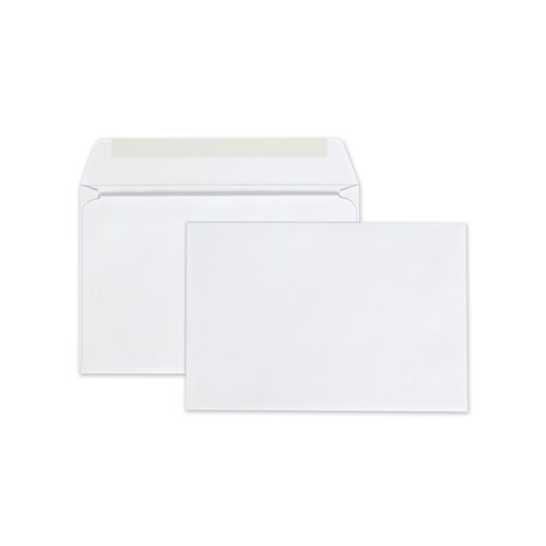 Open-Side Booklet Envelope, #6 1/2, Hub Flap, Gummed Closure, 6 x 9, White, 100/Box