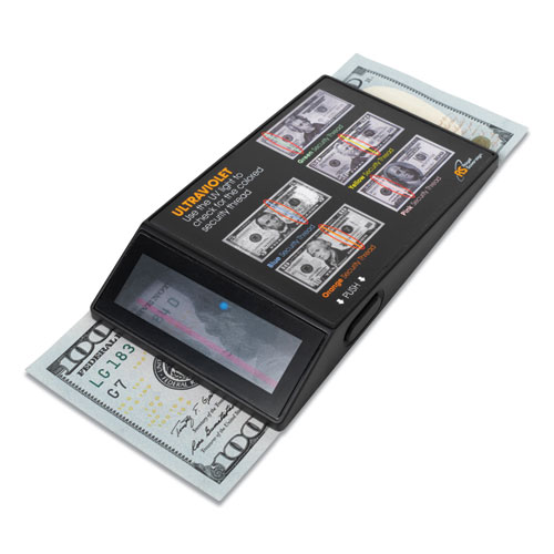 Portable Ultraviolet Counterfeit Detector, 2.6 x 0.6 x 4.5, Black