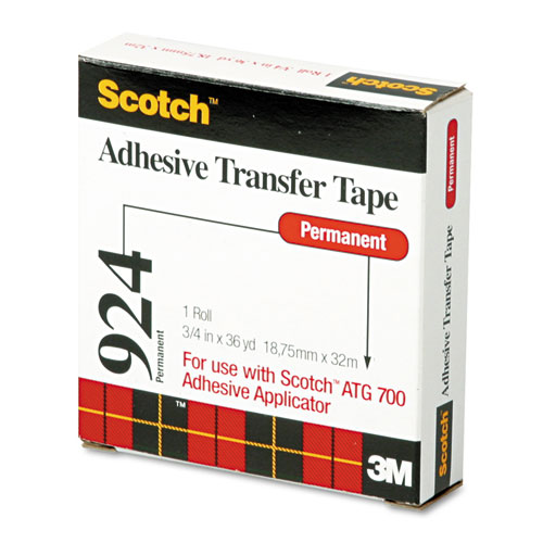 Scotch® ATG Adhesive Transfer Tape Roll, Permanent, Holds Up to 0.5 lbs, 0.75" x 36 yds, Clear
