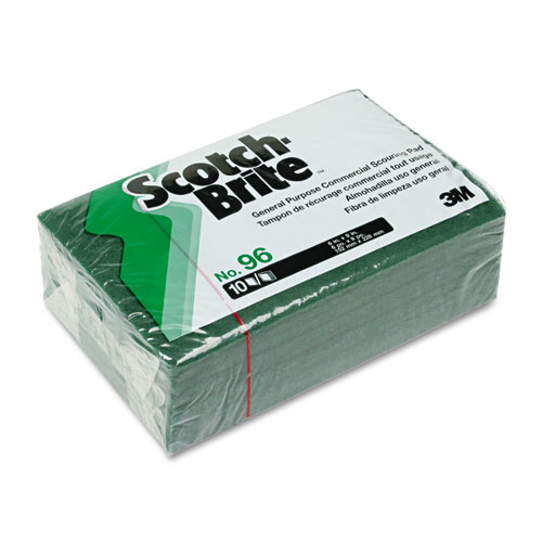 Image of Scotch-Brite™ Professional Commercial Scouring Pad 96, 6 X 9, Green, 10/Pack