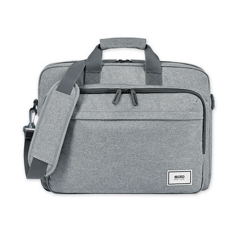 Solo Sustainable Re:cycled Collection Laptop Bag, For 15.6" Laptops, 16.25 x 4.5 x 12, Gray