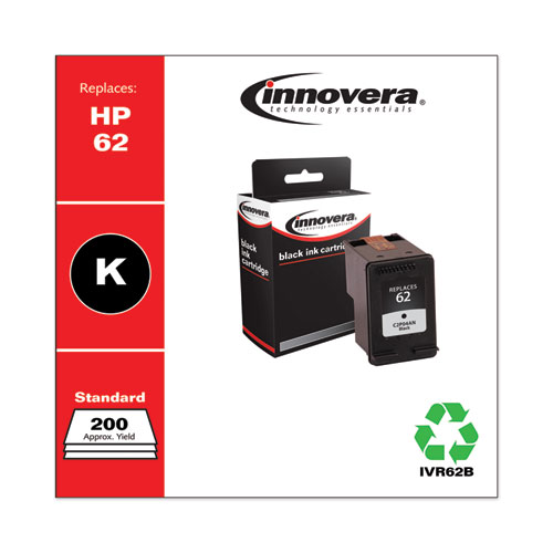 REMANUFACTURED BLACK INK, REPLACEMENT FOR HP 62 (C2P04AN), 200 PAGE-YIELD