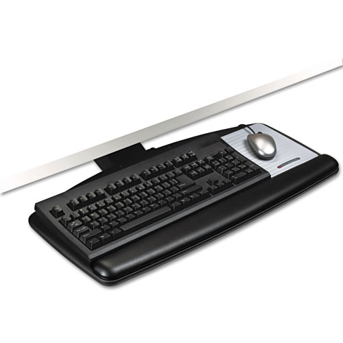 Positive Locking Keyboard Tray, Standard Platform, 21.75" Track, Black