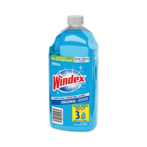 Glass Cleaner with Ammonia-D, 67.6oz Refill, Unscented, 6/Carton