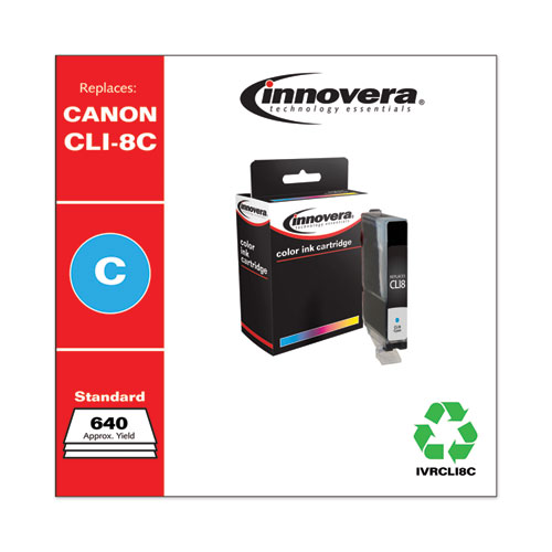 REMANUFACTURED CYAN INK, REPLACEMENT FOR CANON CLI8C (0621B002), 640 PAGE-YIELD