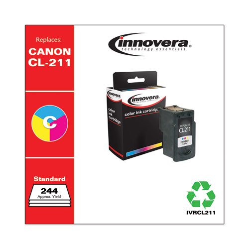 REMANUFACTURED TRI-COLOR INK, REPLACEMENT FOR CANON CL-211 (2976B001), 244 PAGE-YIELD