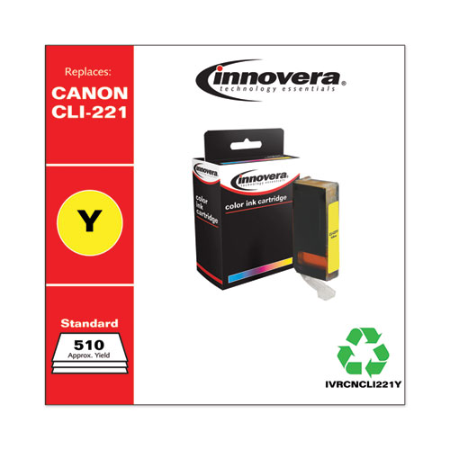 REMANUFACTURED YELLOW INK, REPLACEMENT FOR CANON CLI-221Y (2949B001), 510 PAGE-YIELD