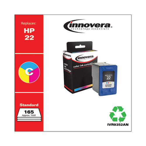 REMANUFACTURED TRI-COLOR INK, REPLACEMENT FOR HP 22 (C9352AN), 165 PAGE-YIELD