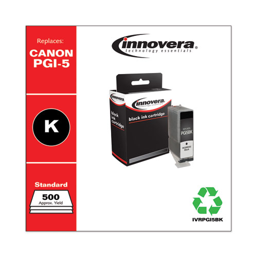 REMANUFACTURED BLACK INK, REPLACEMENT FOR CANON PGI-5BK (0628B002), 500 PAGE-YIELD