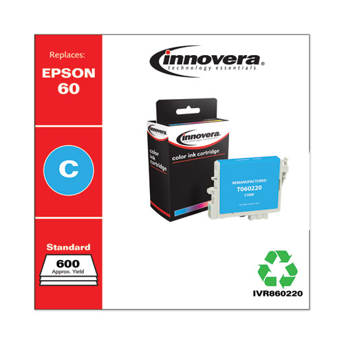 REMANUFACTURED CYAN INK, REPLACEMENT FOR EPSON 60 (T060220), 600 PAGE-YIELD