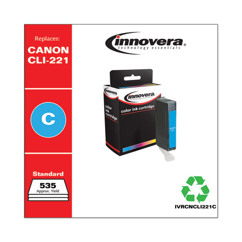 REMANUFACTURED CYAN INK, REPLACEMENT FOR CANON CLI-221C (2947B001), 535 PAGE-YIELD