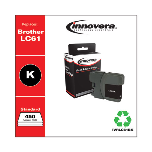 REMANUFACTURED BLACK INK, REPLACEMENT FOR BROTHER LC61BK, 450 PAGE-YIELD