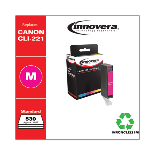 REMANUFACTURED MAGENTA INK, REPLACEMENT FOR CANON CLI-221M (2948B001), 530 PAGE-YIELD