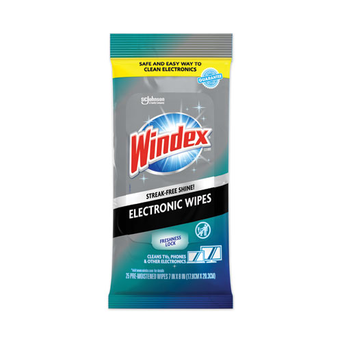 Windex® Electronics Cleaner, 1-Ply, 7 x 10, Neutral Scent, White, 25 Wipes