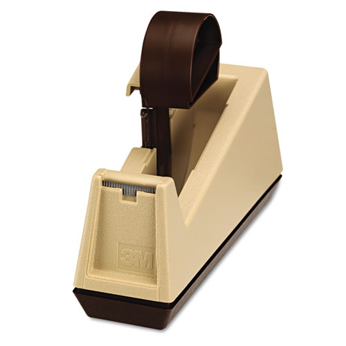 Image of Heavy-Duty Weighted Desktop Tape Dispenser, 3" Core, Plastic, Putty/Brown